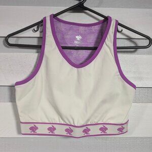 EUC Run in Rabbit UtiliBRA-vo Phone Pocket Sports Bra Crop Top size Medium White